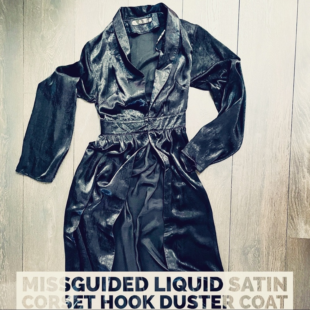 MISSGUIDED Hook Corset Liquid Satin Duster Coat